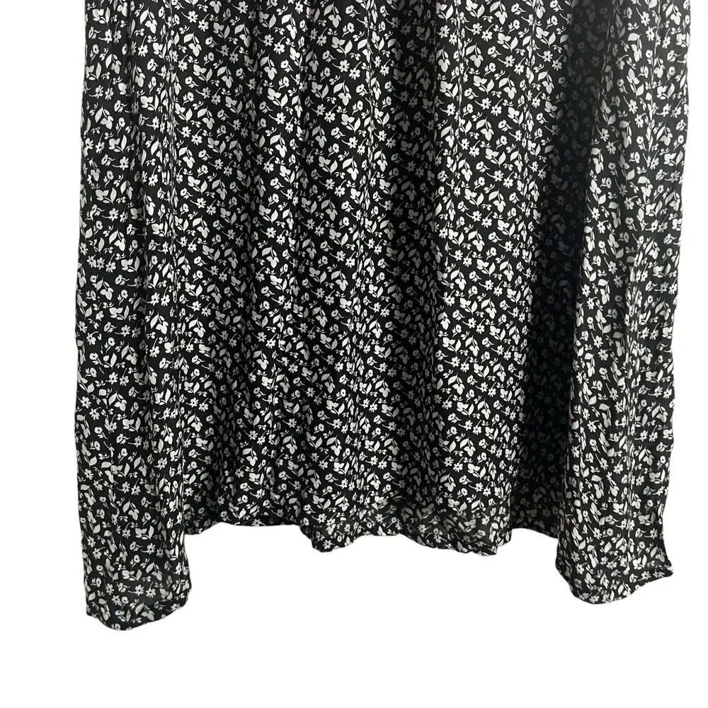 Officine Generale Louison Black Floral Print Silk Sleeveless Shift Dress Size L - Picture 12 of 16